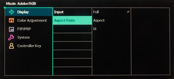 Skalierungsoptionen im OSD des BenQ SW321C