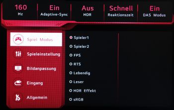 OSD "Spiel Modus": Diverse vordefinierte Bildmodi für Spieler