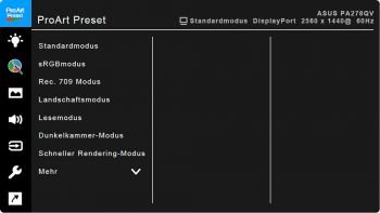 OSD: ProArt-Bildmodi (Screenshot: ASUS-Handbuch)