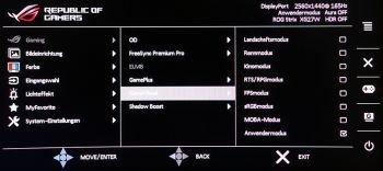 OSD GameVisual: Vordefinierte, für Gamer optimierte Bildmodi