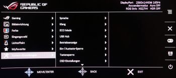 OSD System-Einstellungen: Alle sonstigen Optionen sind in diesem Menü zusammengefasst