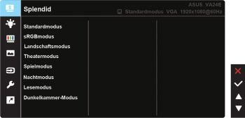 OSD: Splendid-Bildmodi (Screenshot: ASUS-Handbuch)
