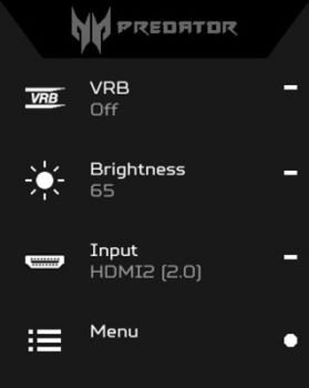 Schnellmenü des Acer Predator XB253QGP (Bild: Acer-Handbuch)