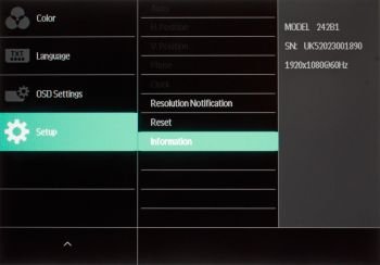 Menü (OSD): Setup