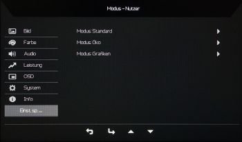 OSD Einstellungen speichern: Drei Presets können gespeichert werden