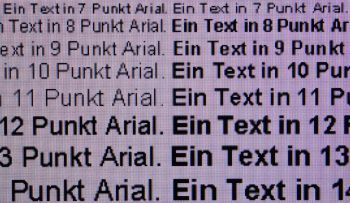 Darstellung von Schrift bei Full-HD-Auflösung, "Superscharf" ist deaktiviert