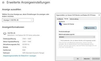 Hertz-Einstellungen bei DisplayPort