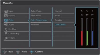 OSD: Farbeinstellungen (Screenshot: BenQ-Handbuch)