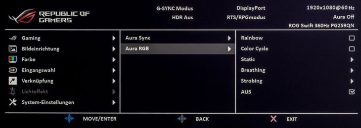 OSD: Aura kann sowohl direkt als auch über eine Software gesteuert werden