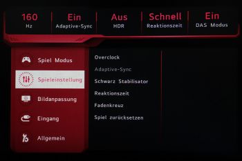 OSD "Spieleinstellung": Funktionen zur Optimierung der Spieleigenschaften