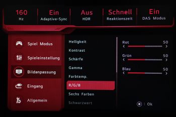 OSD "Eingang": Auswahl der Signalquellen und Skalierung