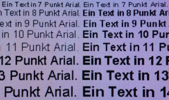 Darstellung von Schrift bei Full-HD-Auflösung und Schärfe 50