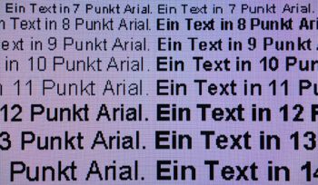 Darstellung von Schrift bei HD-Auflösung und Schärfe 80