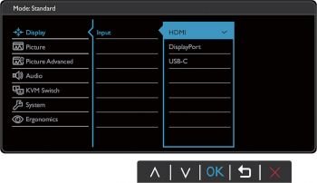 OSD: Wahl des Eingangssignals (Screenshot: BenQ-Handbuch)