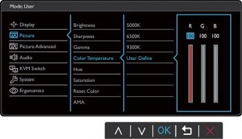 OSD: Bildeinstellungen (Screenshot: BenQ-Handbuch)