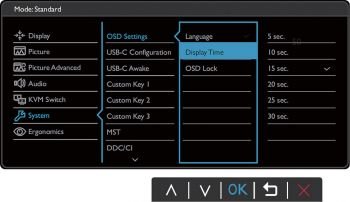 OSD: Systemeinstellungen (Screenshot: BenQ-Handbuch)