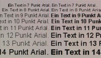 Textwiedergabe nativ, Schärferegler 1 (Minimum)