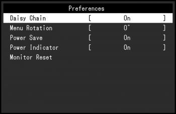 OSD: Präferenzen (Screenshot: EIZO-Handbuch)