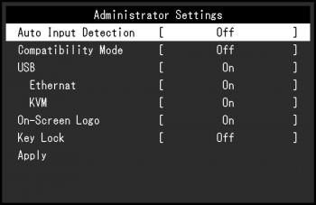 OSD: Administrator-Einstellungen (Screenshot: EIZO-Handbuch)