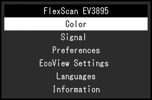 OSD: Hauptmenü (Screenshot: EIZO-Handbuch)