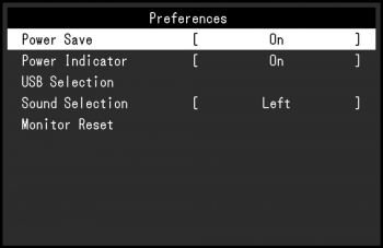 OSD: Präferenzen (Screenshot: EIZO-Handbuch)