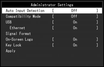 OSD: Administrator-Einstellungen (Screenshot: EIZO-Handbuch)