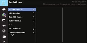 OSD: ProArt-Bildmodi (Screenshot: ASUS-Handbuch)