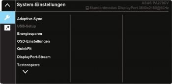 OSD: Systemeinstellungen (Screenshot: ASUS-Handbuch)