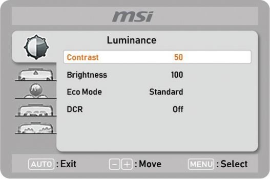OSD (Screenshot: MSI-Handbuch)