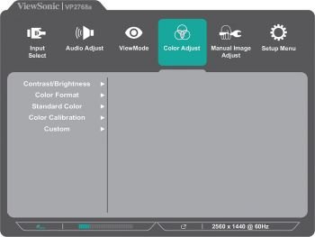 OSD: Farbeinstellungen (Screenshot: ViewSonic-Handbuch)