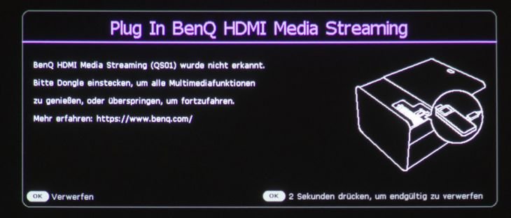 Meldung, wenn der Android-Dongle nicht eingesetzt wurde