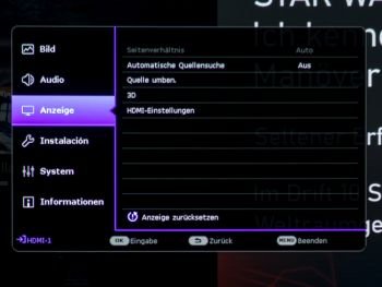 OSD: Signaleingangsmenü