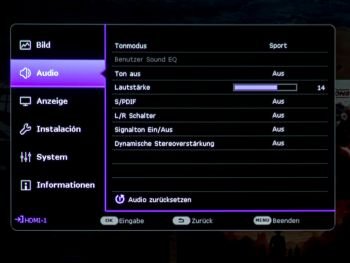 OSD: Audio-Einstellungsmenü