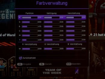 OSD: Farbverwaltungsmenü