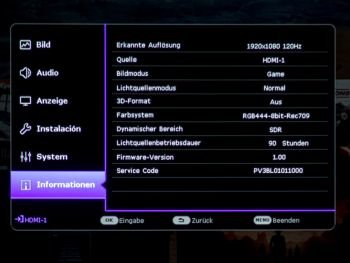 OSD: Informationsmenü