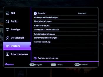 OSD: Voreinstellungsmenü