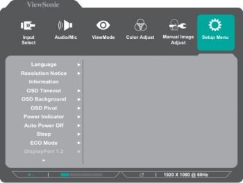 Allgemeine Einstellungen (Quelle: ViewSonic-Handbuch)