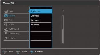 OSD: Bild-Einstellungen (Screenshot: BenQ-Handbuch)