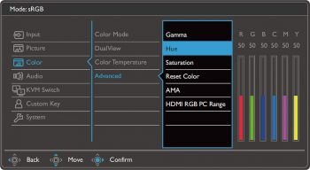 OSD: Erweiterte Bild-Einstellungen (Screenshot: BenQ-Handbuch)