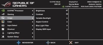 OSD: Bildeinstellungen (Bild: ASUS-Handbuch)