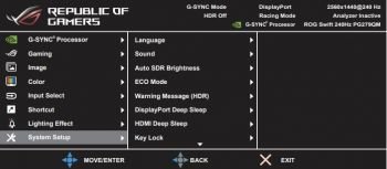 OSD: Allgemeine Einstellungen (Bild: ASUS-Handbuch)