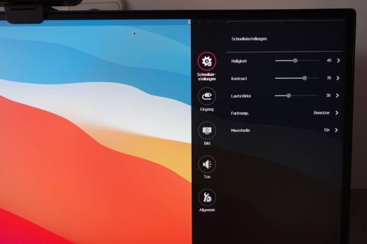 Zweite Menüebene mit den Schnelleinstellungen