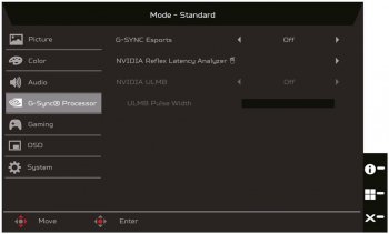 Einstellungsebenen „G-Sync“ (Screenshot: Acer-Handbuch)