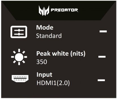 Schnellmenü des Acer Predator X25