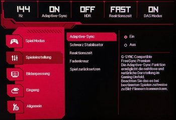 OSD Spieleinstellung: Optionen speziell für Gamer