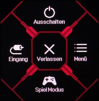 Startmenü mit Schnellauswahl für Signalquelle und Spielmodi