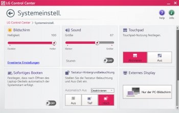 LG Control Center: Systemeinstellungen