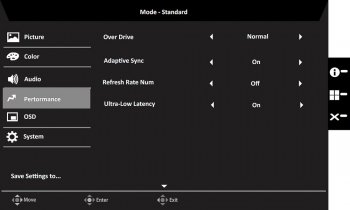 OSD: Performance (Screenshot: Acer-Handbuch)
