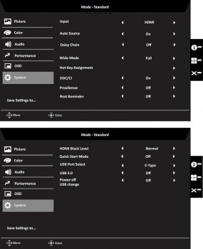 OSD: Systemeinstellungen (Screenshot: Acer-Handbuch)