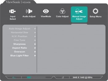 OSD: Manuelle Bildeinstellungen (Screenshot: ViewSonic-Handbuch)